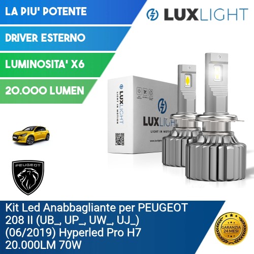 Kit Led Anabbagliante per PEUGEOT 208 II (UB_, UP_, UW_, UJ_) (06/2019) Hyperled Pro H7 20.000LM 70W