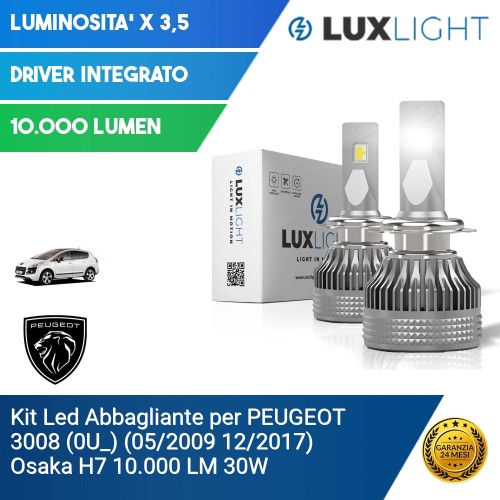 Kit Led Abbagliante per PEUGEOT 3008 (0U_) (05/2009 12/2017) Osaka H7 10.000 LM 30W