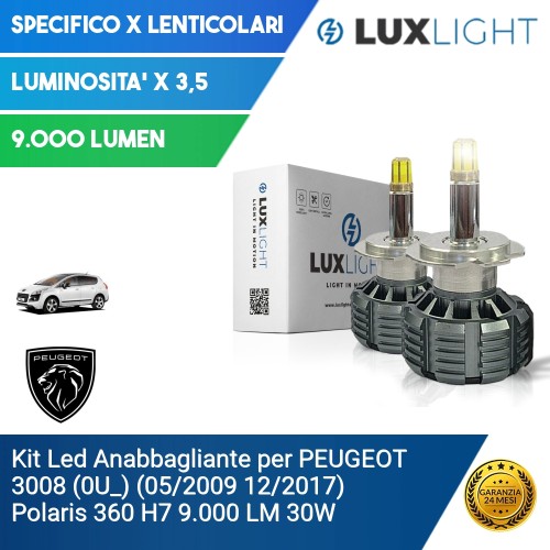 Kit Led Anabbagliante per PEUGEOT 3008 (0U_) (05/2009 12/2017) Polaris 360 H7 9.000 LM 30W