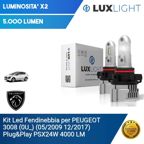 Kit Led Fendinebbia per PEUGEOT 3008 (0U_) (05/2009 12/2017) Plug&Play PSX24W 4000 LM