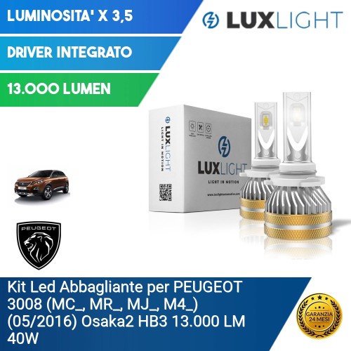 Kit Led Abbagliante per PEUGEOT 3008 (MC_, MR_, MJ_, M4_) (05/2016) Osaka2 HB3 13.000 LM 40W