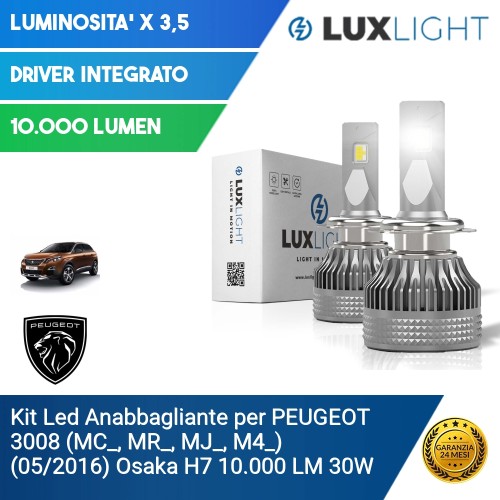 Kit Led Anabbagliante per PEUGEOT 3008 (MC_, MR_, MJ_, M4_) (05/2016) Osaka H7 10.000 LM 30W