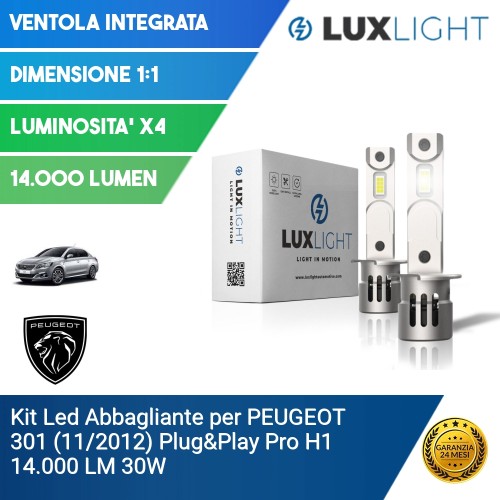 Kit Led Abbagliante per PEUGEOT 301 (11/2012) Plug&Play Pro H1 14.000 LM 30W