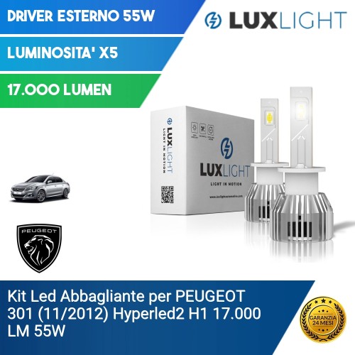 Kit Led Abbagliante per PEUGEOT 301 (11/2012) Hyperled2 H1 17.000 LM 55W