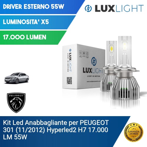 Kit Led Anabbagliante per PEUGEOT 301 (11/2012) Hyperled2 H7 17.000 LM 55W