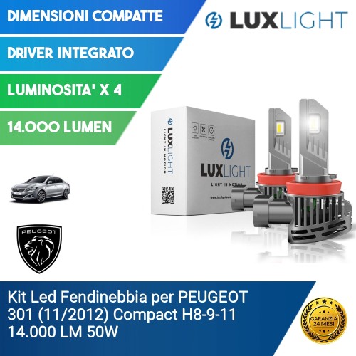 Kit Led Fendinebbia per PEUGEOT 301 (11/2012) Compact H8-9-11 14.000 LM 50W