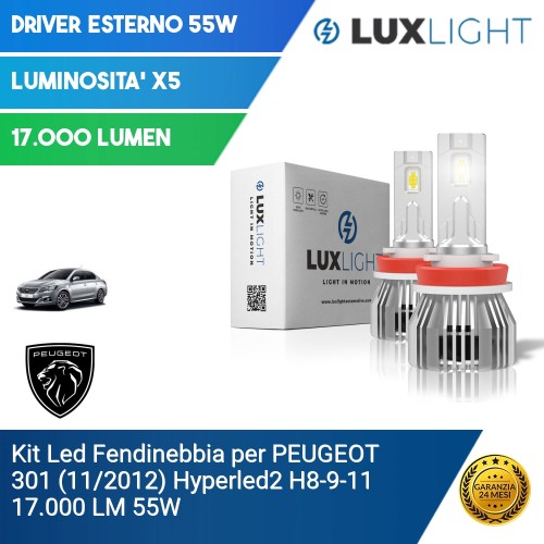 Kit Led Fendinebbia per PEUGEOT 301 (11/2012) Hyperled2 H8-9-11 17.000 LM 55W