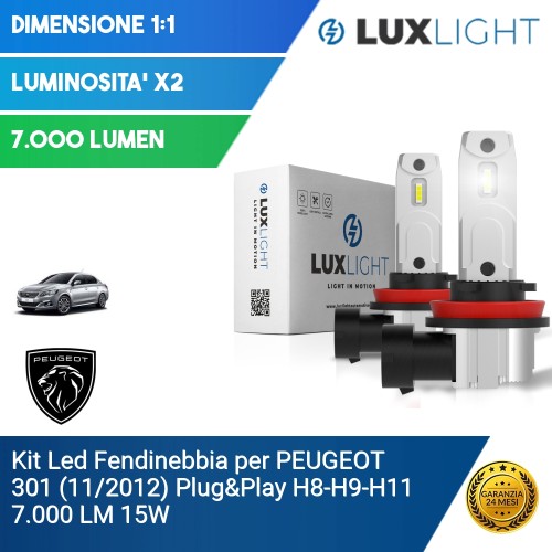 Kit Led Fendinebbia per PEUGEOT 301 (11/2012) Plug&Play H8-H9-H11 7.000 LM 15W
