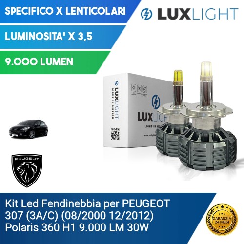 Kit Led Fendinebbia per PEUGEOT 307 (3A/C) (08/2000 12/2012) Polaris 360 H1 9.000 LM 30W