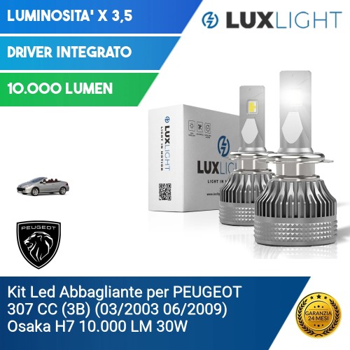 Kit Led Abbagliante per PEUGEOT 307 CC (3B) (03/2003 06/2009) Osaka H7 10.000 LM 30W