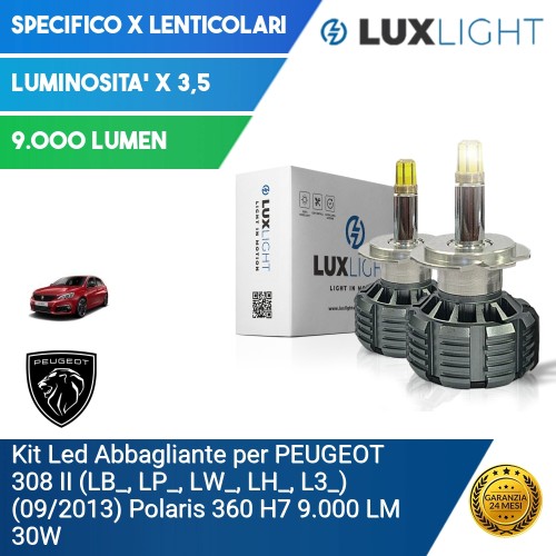 Kit Led Abbagliante per PEUGEOT 308 II (LB_, LP_, LW_, LH_, L3_) (09/2013) Polaris 360 H7 9.000 LM 30W