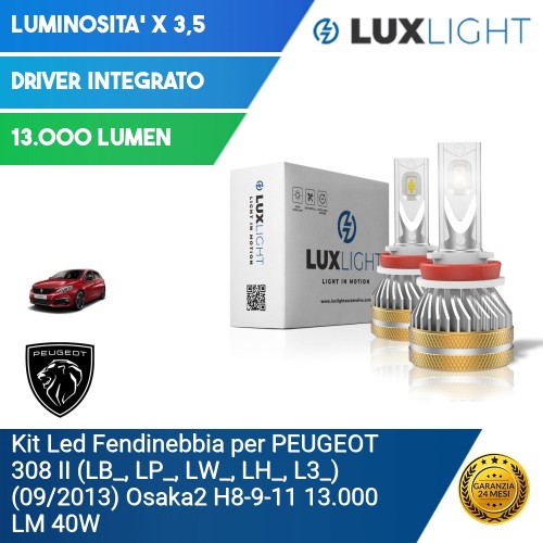 Kit Led Fendinebbia per PEUGEOT 308 II (LB_, LP_, LW_, LH_, L3_) (09/2013) Osaka2 H8-9-11 13.000 LM 40W