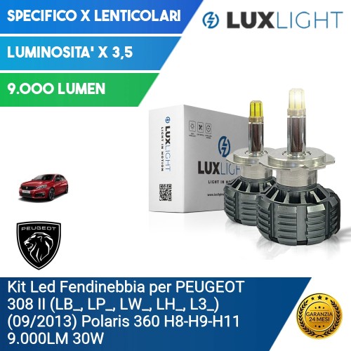 Kit Led Fendinebbia per PEUGEOT 308 II (LB_, LP_, LW_, LH_, L3_) (09/2013) Polaris 360 H8-H9-H11 9.000LM 30W