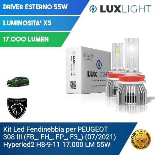 Kit Led Fendinebbia per PEUGEOT 308 III (FB_, FH_, FP_, F3_) (07/2021) Hyperled2 H8-9-11 17.000 LM 55W