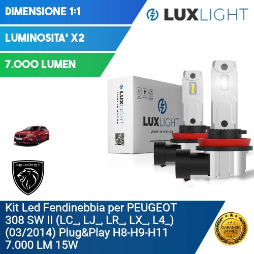 Kit Led Fendinebbia per PEUGEOT 308 SW II (LC_, LJ_, LR_, LX_, L4_) (03/2014) Plug&Play H8-H9-H11 7.000 LM 15W