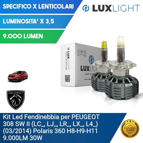 Kit Led Fendinebbia per PEUGEOT 308 SW II (LC_, LJ_, LR_, LX_, L4_) (03/2014) Polaris 360 H8-H9-H11 9.000LM 30W