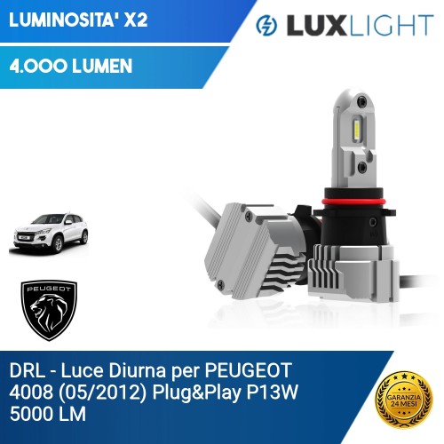 DRL - Luce Diurna per PEUGEOT 4008 (05/2012) Plug&Play P13W 5000 LM