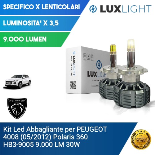 Kit Led Abbagliante per PEUGEOT 4008 (05/2012) Polaris 360 HB3-9005 9.000 LM 30W