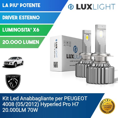 Kit Led Anabbagliante per PEUGEOT 4008 (05/2012) Hyperled Pro H7 20.000LM 70W