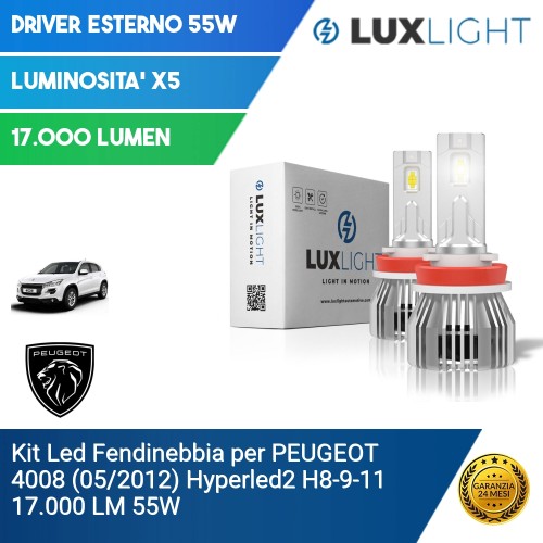 Kit Led Fendinebbia per PEUGEOT 4008 (05/2012) Hyperled2 H8-9-11 17.000 LM 55W