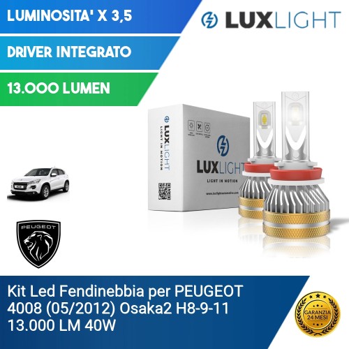 Kit Led Fendinebbia per PEUGEOT 4008 (05/2012) Osaka2 H8-9-11 13.000 LM 40W