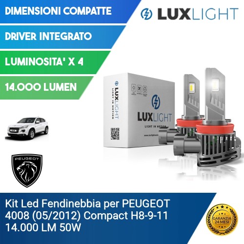 Kit Led Fendinebbia per PEUGEOT 4008 (05/2012) Compact H8-9-11 14.000 LM 50W