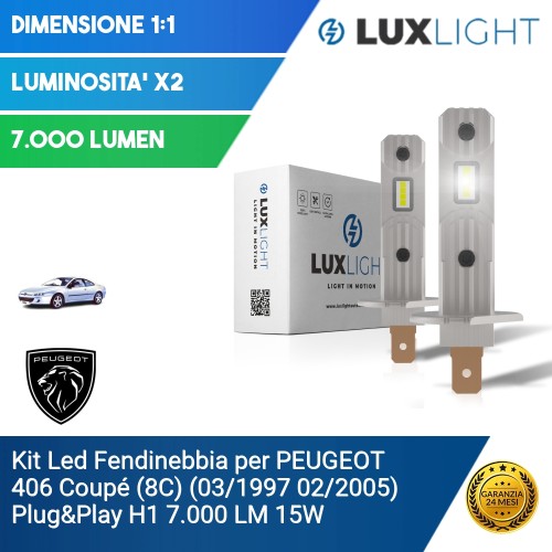 Kit Led Fendinebbia per PEUGEOT 406 Coupé (8C) (03/1997 02/2005) Plug&Play H1 7.000 LM 15W