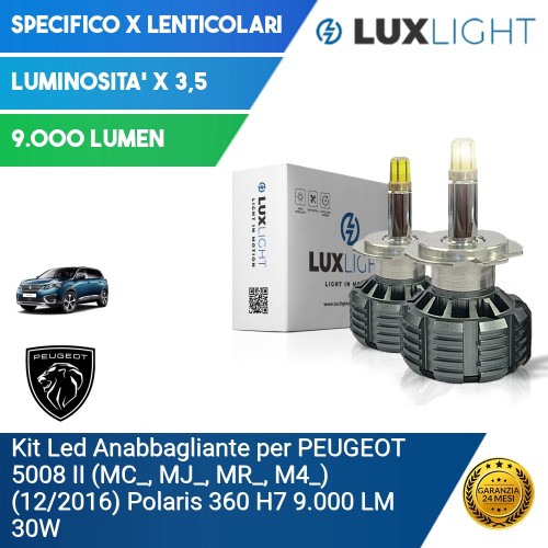 Kit Led Anabbagliante per PEUGEOT 5008 II (MC_, MJ_, MR_, M4_) (12/2016) Polaris 360 H7 9.000 LM 30W