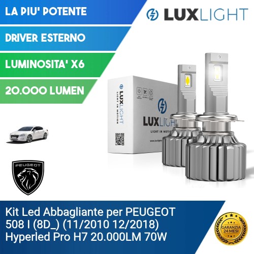 Kit Led Abbagliante per PEUGEOT 508 I (8D_) (11/2010 12/2018) Hyperled Pro H7 20.000LM 70W