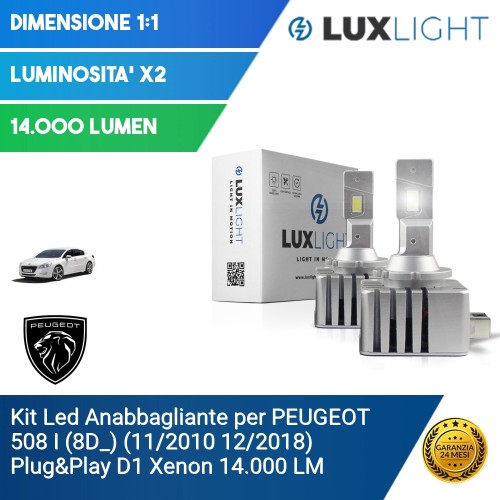 Kit Led Anabbagliante per PEUGEOT 508 I (8D_) (11/2010 12/2018) Plug&Play D1 Xenon 14.000 LM