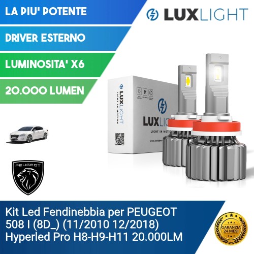 Kit Led Fendinebbia per PEUGEOT 508 I (8D_) (11/2010 12/2018) Hyperled Pro H8-H9-H11 20.000LM