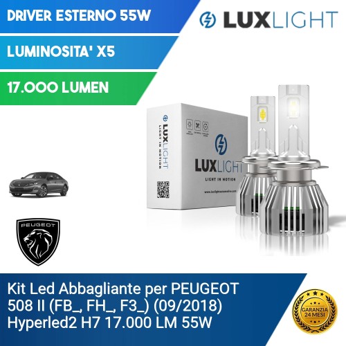 Kit Led Abbagliante per PEUGEOT 508 II (FB_, FH_, F3_) (09/2018) Hyperled2 H7 17.000 LM 55W