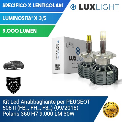 Kit Led Anabbagliante per PEUGEOT 508 II (FB_, FH_, F3_) (09/2018) Polaris 360 H7 9.000 LM 30W