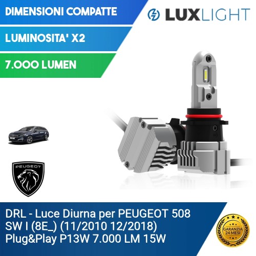 DRL - Luce Diurna per PEUGEOT 508 SW I (8E_) (11/2010 12/2018) Plug&Play P13W 7.000 LM 15W