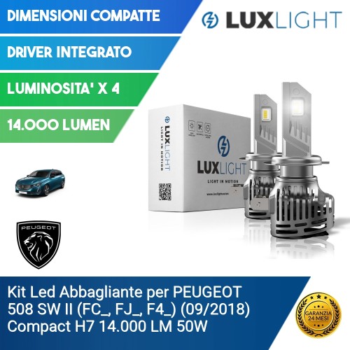 Kit Led Abbagliante per PEUGEOT 508 SW II (FC_, FJ_, F4_) (09/2018) Compact H7 14.000 LM 50W