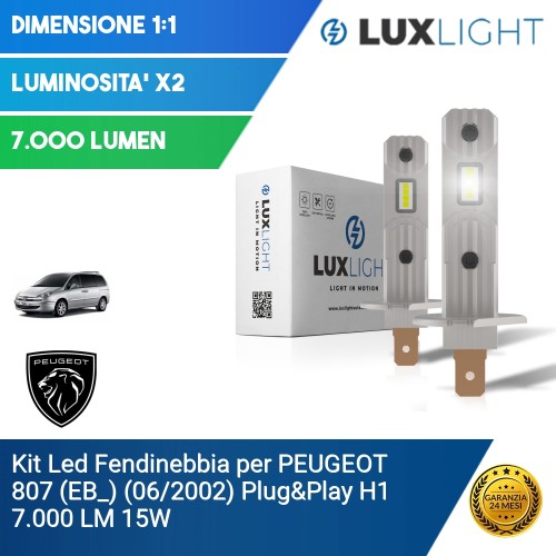 Kit Led Fendinebbia per PEUGEOT 807 (EB_) (06/2002) Plug&Play H1 7.000 LM 15W