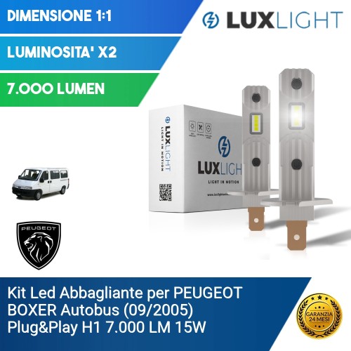 Kit Led Abbagliante per PEUGEOT BOXER Autobus (09/2005) Plug&Play H1 7.000 LM 15W