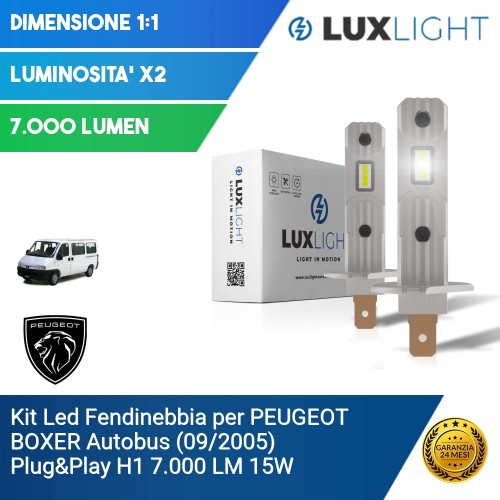 Kit Led Fendinebbia per PEUGEOT BOXER Autobus (09/2005) Plug&Play H1 7.000 LM 15W