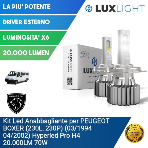 Kit Led Anabbagliante per PEUGEOT BOXER (230L, 230P) (03/1994 04/2002) Hyperled Pro H4 20.000LM 70W