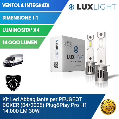 Kit Led Abbagliante per PEUGEOT BOXER (04/2006) Plug&Play Pro H1 14.000 LM 30W