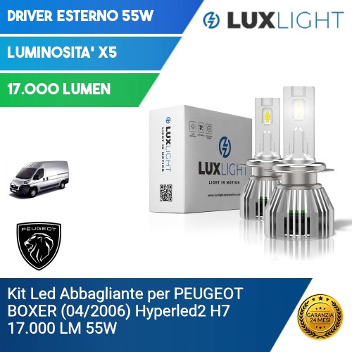 Kit Led Abbagliante per PEUGEOT BOXER (04/2006) Hyperled2 H7 17.000 LM 55W