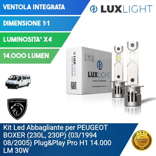 Kit Led Abbagliante per PEUGEOT BOXER (230L, 230P) (03/1994 08/2005) Plug&Play Pro H1 14.000 LM 30W