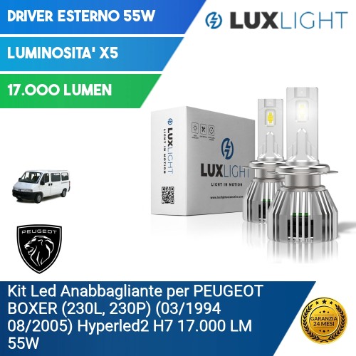 Kit Led Anabbagliante per PEUGEOT BOXER (230L, 230P) (03/1994 08/2005) Hyperled2 H7 17.000 LM 55W