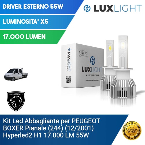 Kit Led Abbagliante per PEUGEOT BOXER Pianale  (244) (12/2001) Hyperled2 H1 17.000 LM 55W