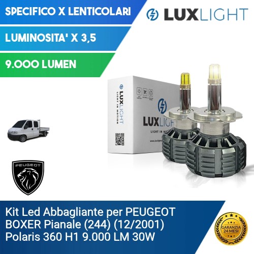 Kit Led Abbagliante per PEUGEOT BOXER Pianale  (244) (12/2001) Polaris 360 H1 9.000 LM 30W