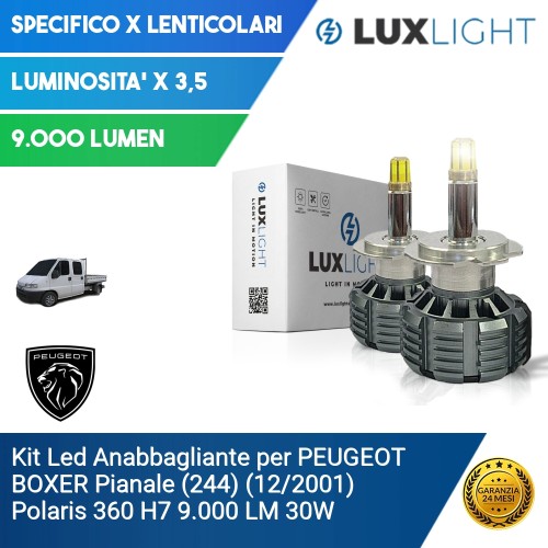 Kit Led Anabbagliante per PEUGEOT BOXER Pianale  (244) (12/2001) Polaris 360 H7 9.000 LM 30W