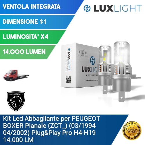 Kit Led Abbagliante per PEUGEOT BOXER Pianale (ZCT_) (03/1994 04/2002) Plug&Play Pro H4-H19 14.000 LM