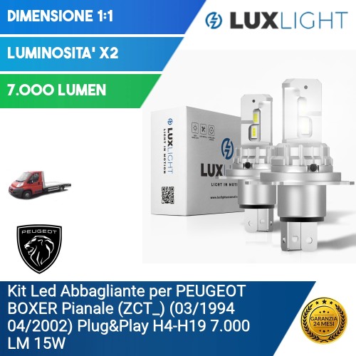 Kit Led Abbagliante per PEUGEOT BOXER Pianale (ZCT_) (03/1994 04/2002) Plug&Play H4-H19 7.000 LM 15W