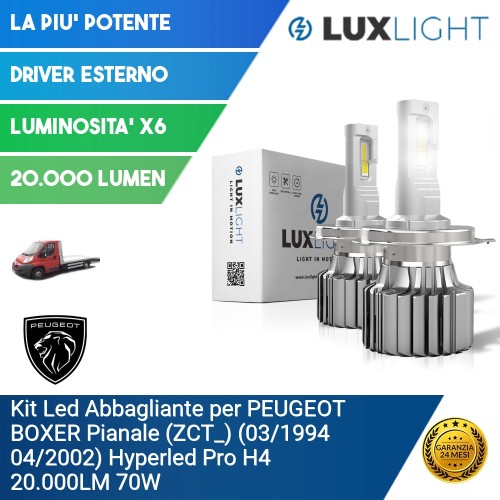 Kit Led Abbagliante per PEUGEOT BOXER Pianale (ZCT_) (03/1994 04/2002) Hyperled Pro H4 20.000LM 70W