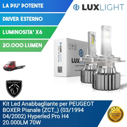 Kit Led Anabbagliante per PEUGEOT BOXER Pianale (ZCT_) (03/1994 04/2002) Hyperled Pro H4 20.000LM 70W